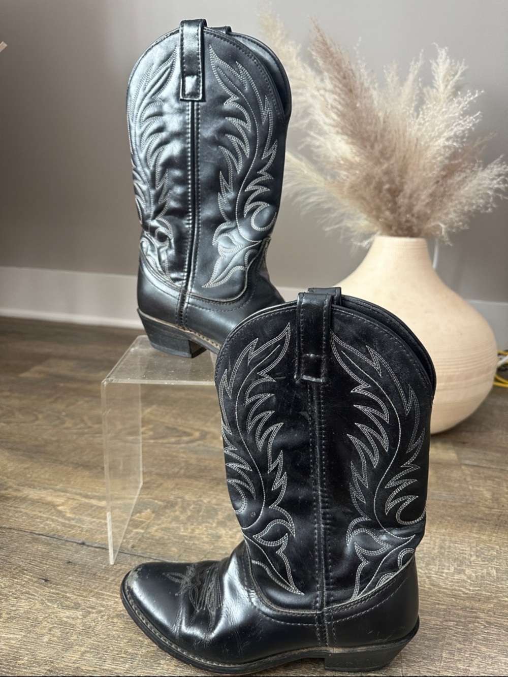 Laredo Womens Ladies Black Cowboy Western Boots Sz 6 1/2 Medium 5740